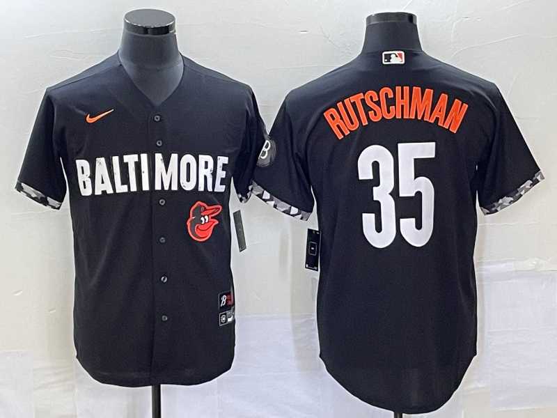 Men%27s Baltimore Orioles #35 Adley Rutschman Black 2023 City Connect Cool Base Stitched Jersey->baltimore orioles->MLB Jersey